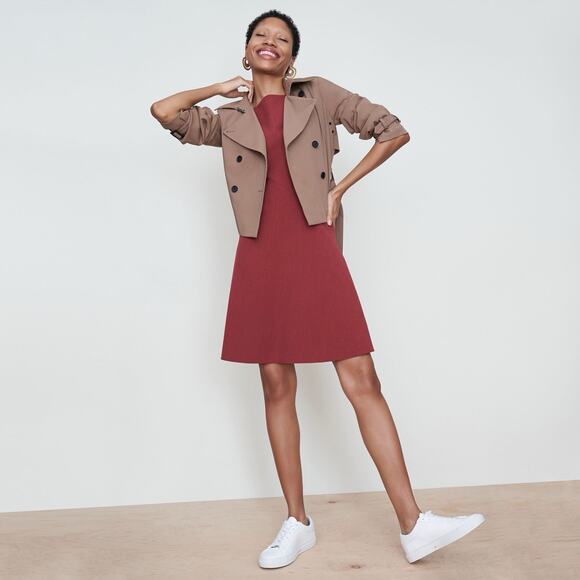 M.M. LaFleur Pauline Dress Size 10 Brick Red Career Square Neck A-line Travel - Picture 4 of 13